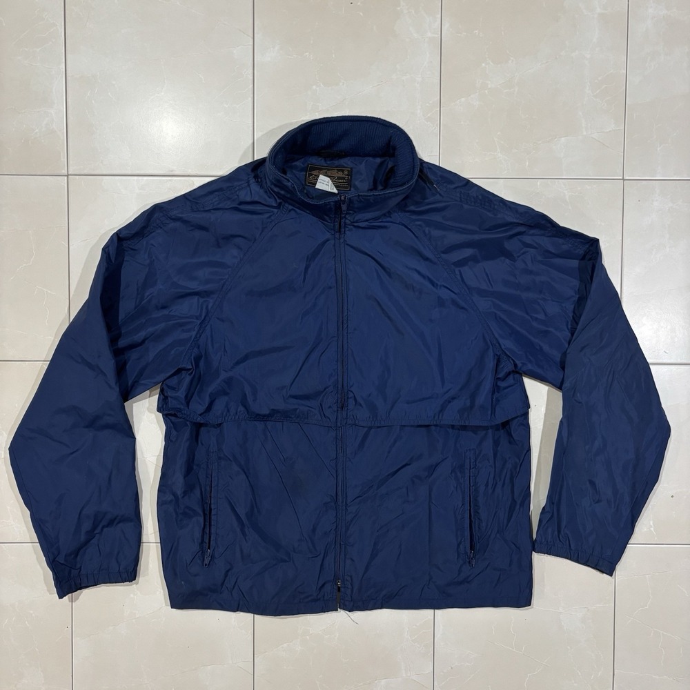 Vintage Eddie Bauer Jacket Windbreaker Track Men's XL Blue 90s Outdoors Hood